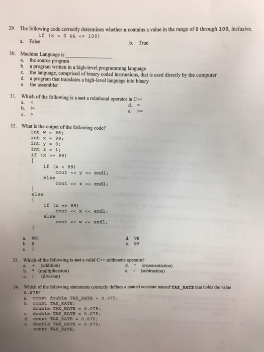 29. The following code correctly determines whether x contains a value