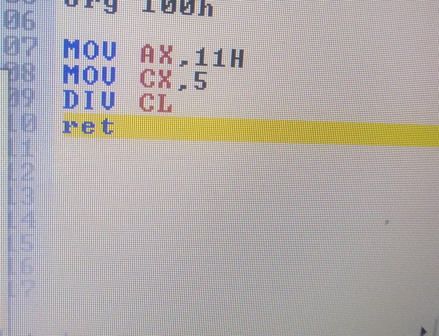  Microprocessor 8086 Explain this result 07 MOU AX 11H 12 MOU