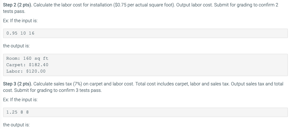 calculate the cost for replacing carpet for a single room. Carpet is