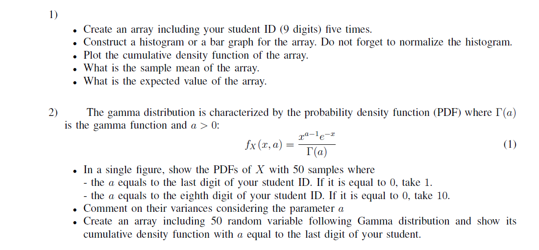 by using python student ID = 010187618 1) Create an array including