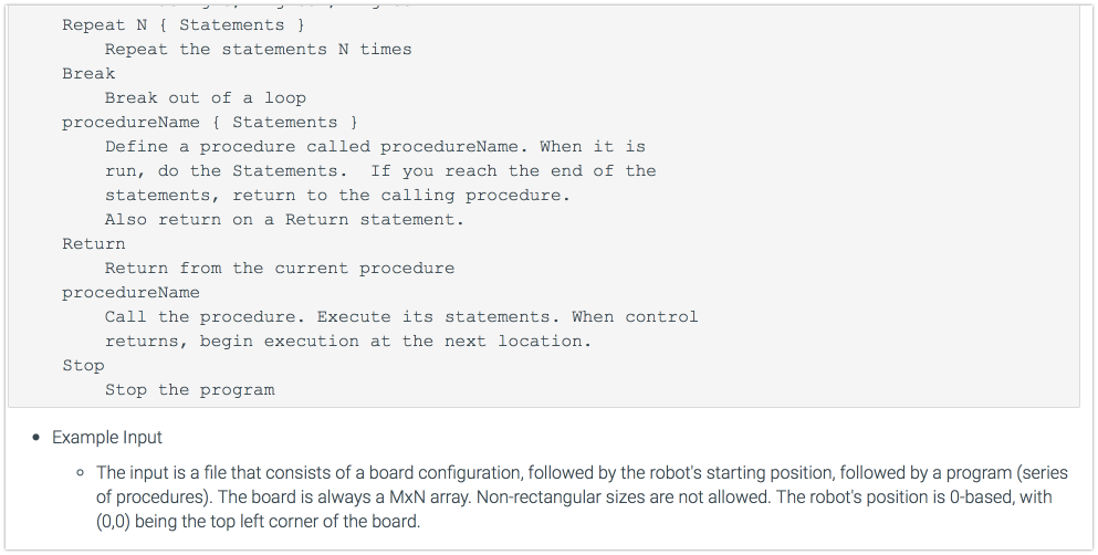 Partial Lightbot Interpreter The game "Lightbot https://en.wikipedia.org/wiki/Lightbot is a popular game that