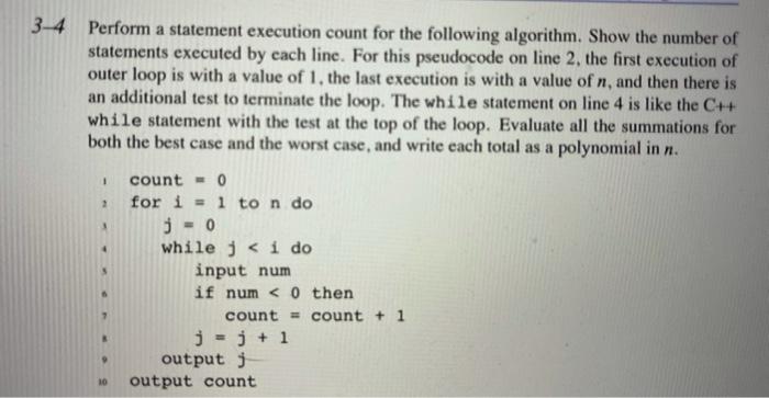 Please do statement execution count for this problem. both best and worse