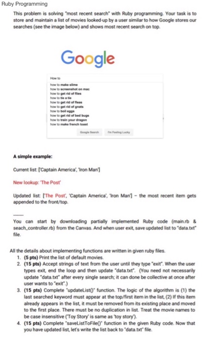  Ruby Programming Ruby Programming This problem is solving "most recent search
