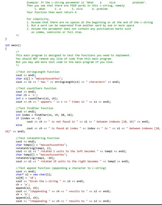char ch) //returns the number of tines the character ch is found