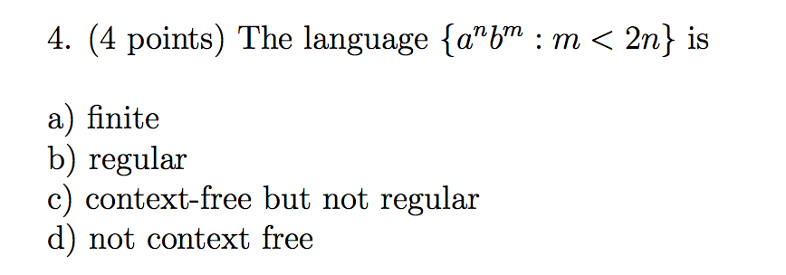  The language {a^nb^m: m