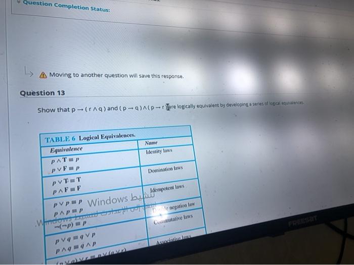  Question Completion Status: A Moving to another question will save this