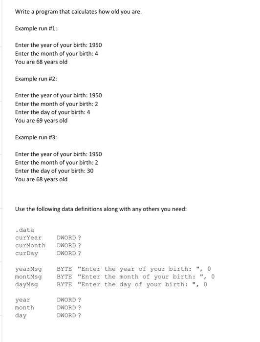 assembly language please with it lined up correctly with psuedo code as