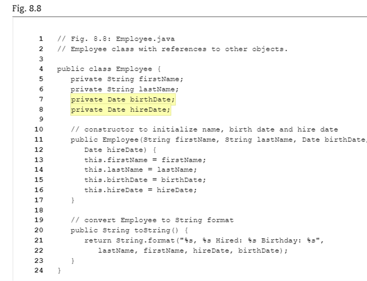  8.20(final Instance Variables) In Fig. 8.8, class Employees instance variables are