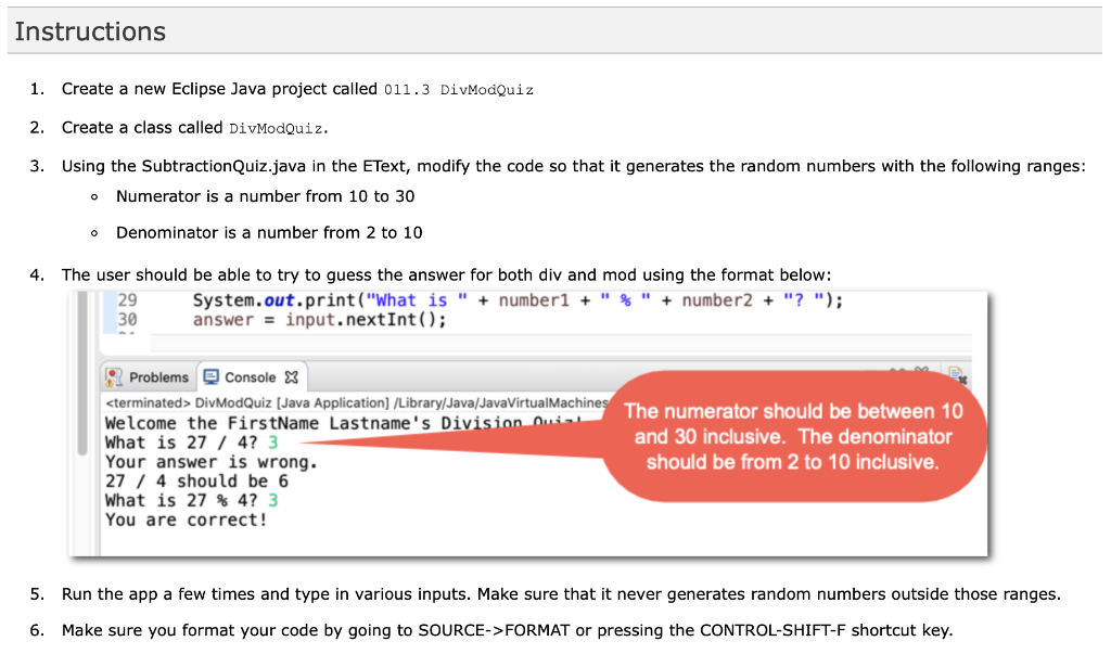  Please help :) Instructions 1. Create a new Eclipse Java project