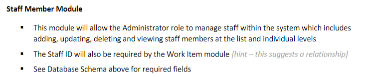 staff module Client Module: - This module will allow the Administrator role