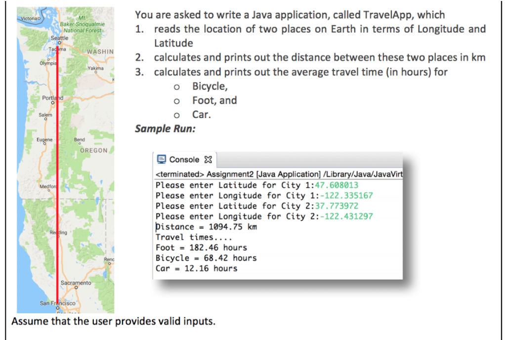  You are asked to write a Java application, called TravelApp, which