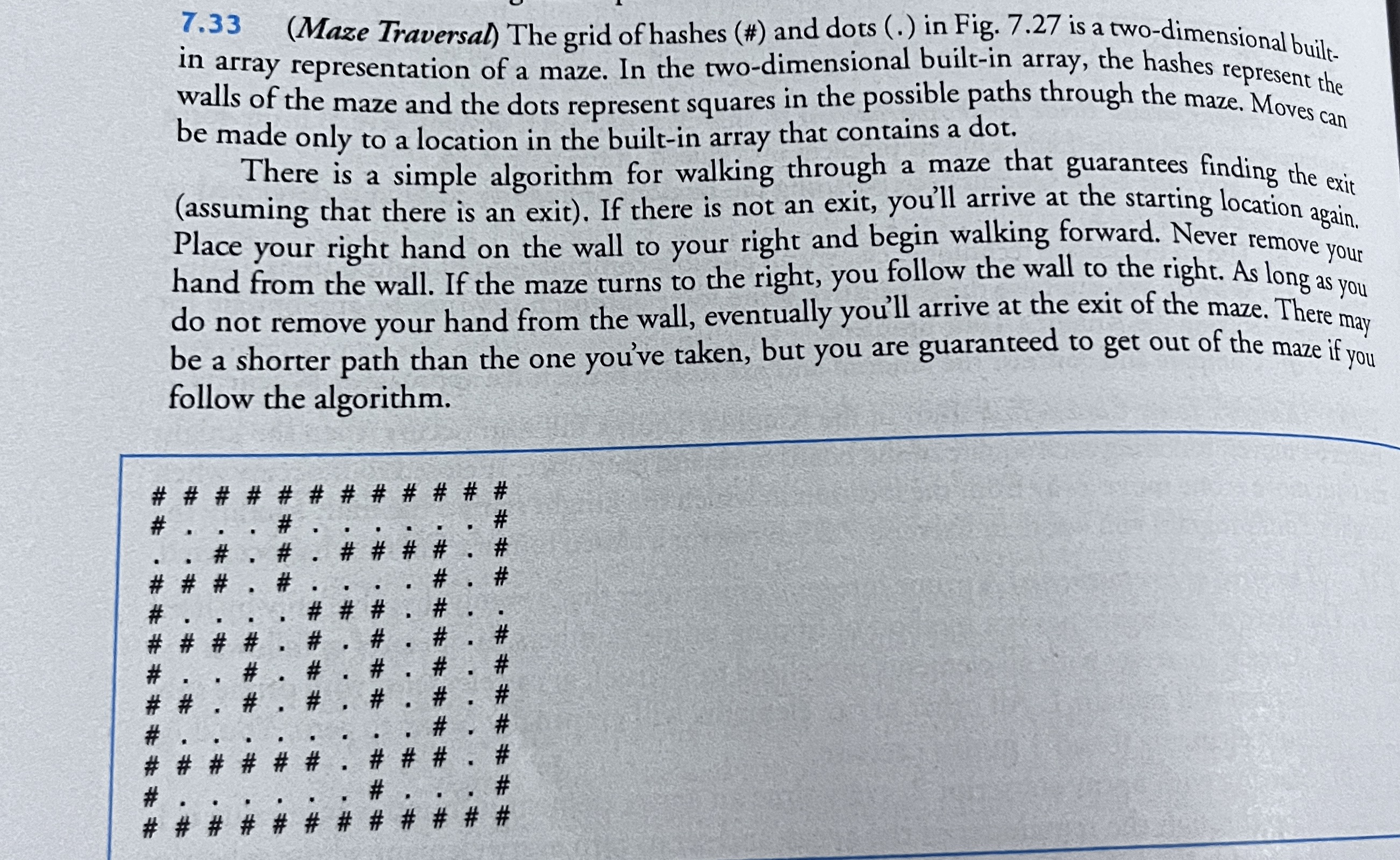 7.33(Maze Traversal) The grid of hashes (#) and dots (.) in