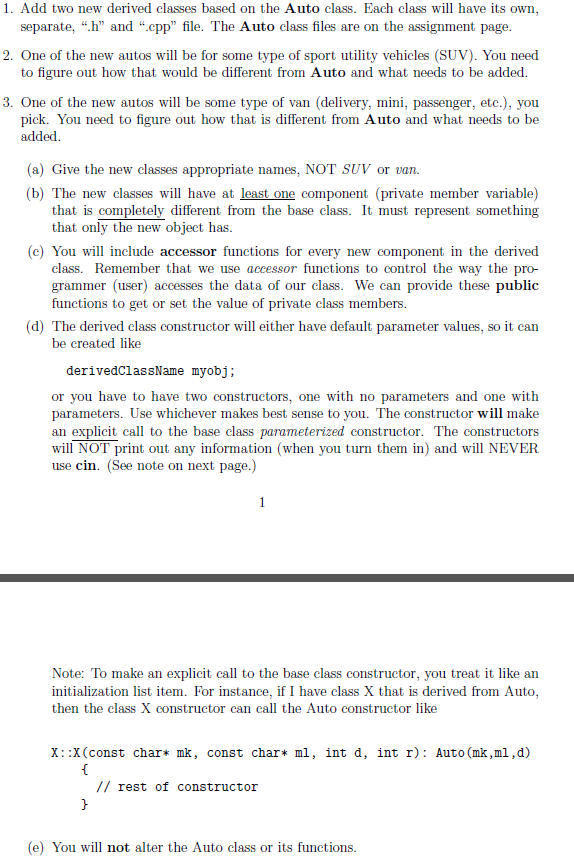 need help on c++ program please. 1. derived new derived o based