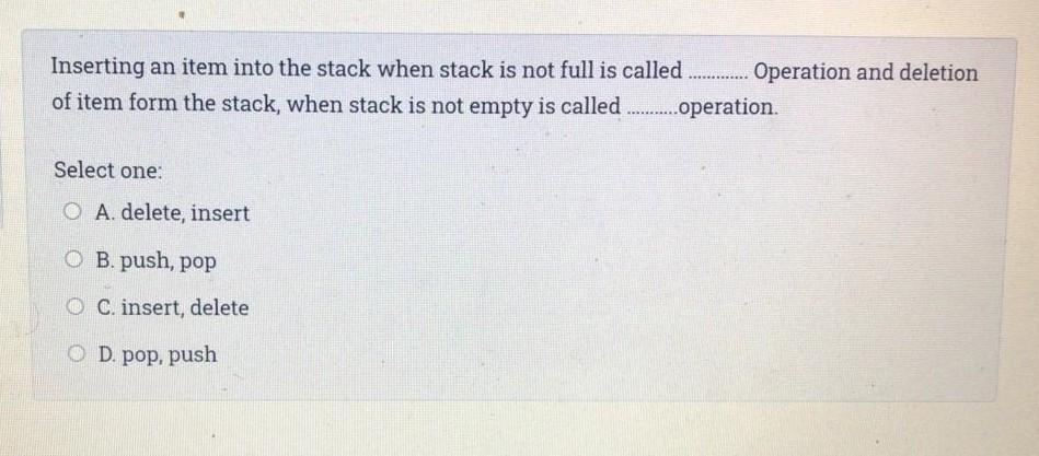  Inserting an item into the stack when stack is not full