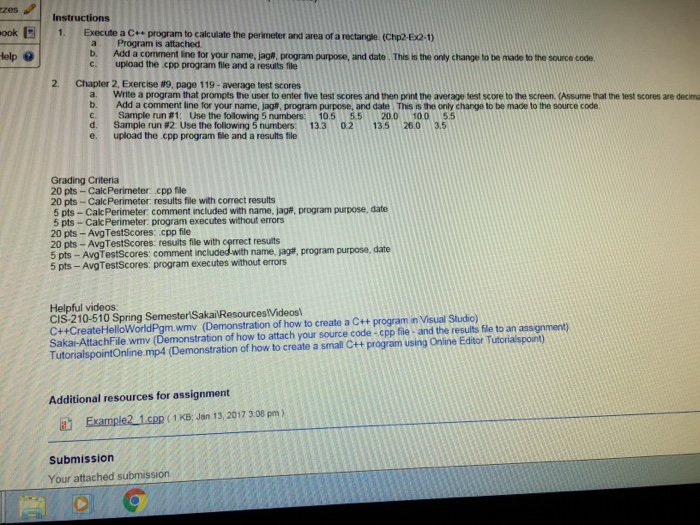  Execute a C++ program to calculate the perimeter and area of