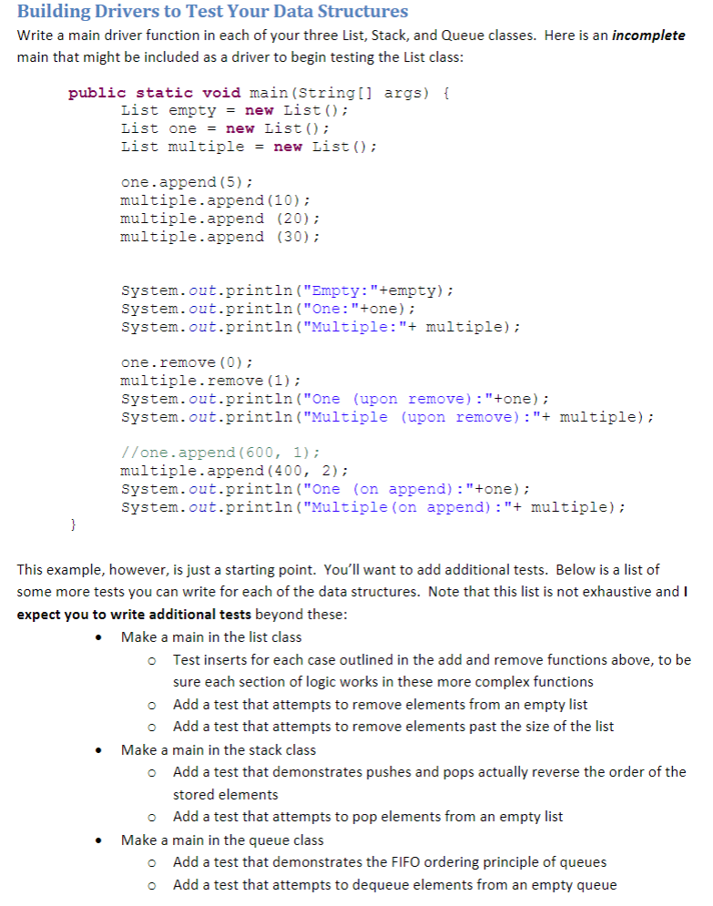 have to build Stack and Queue so that they inherit from List.