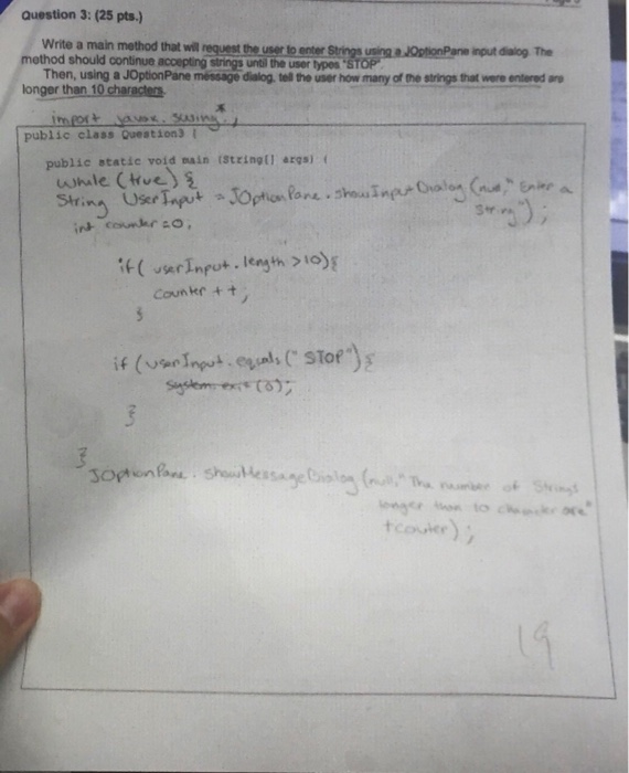  What would be the correct answer ? Question 3: (25 pts.)