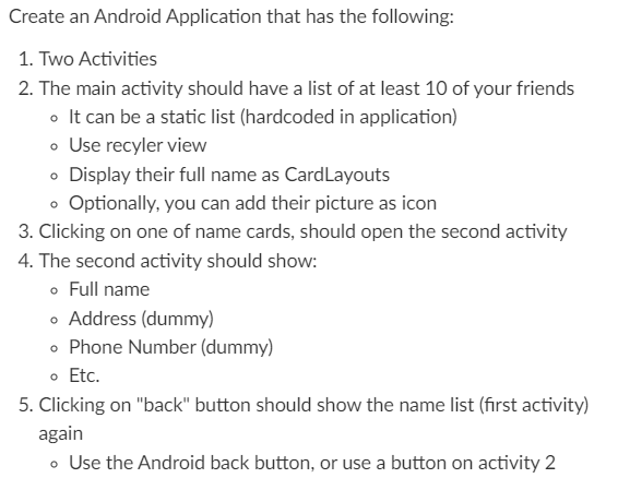  ONLY HELP IF YOU USE KOTLIN CODE, NOT JAVA! Create an