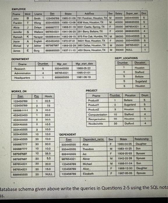 paste it in this document. EMPLOYEE DEPARTMENT DEPT LOCATIONS \begin{tabular}{|l|c|c|c|} \hline \multicolumn{1}{|c|}{