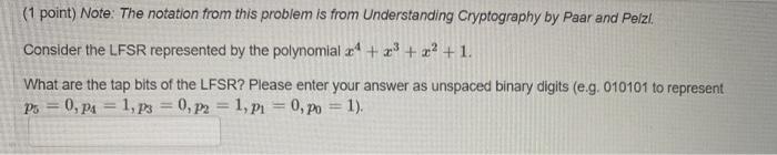 Crytolography (1 point) Note: The notation from this problem is from Understanding