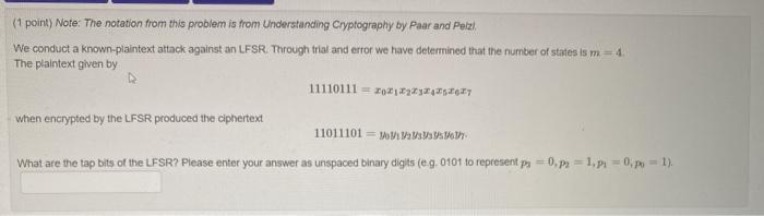 a* + x3 + xp? +1. What are the tap bits of