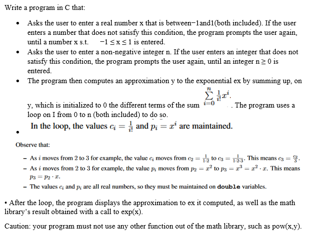  Examples of input and output: Write a program in C that: