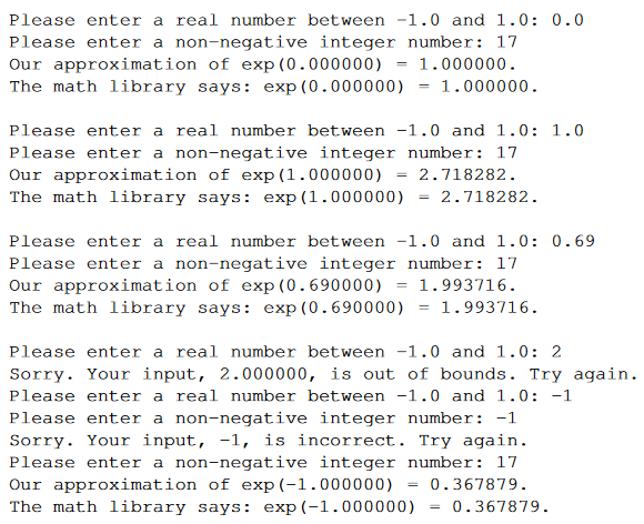 Asks the user to enter a real number x that is between-1and1(both