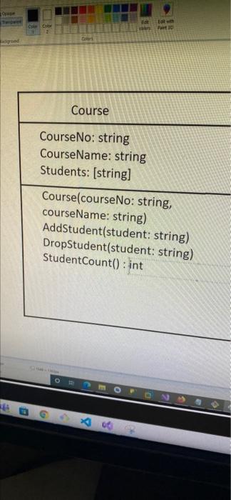 create a Course class in c#the course class will have CourseNo, CourseName