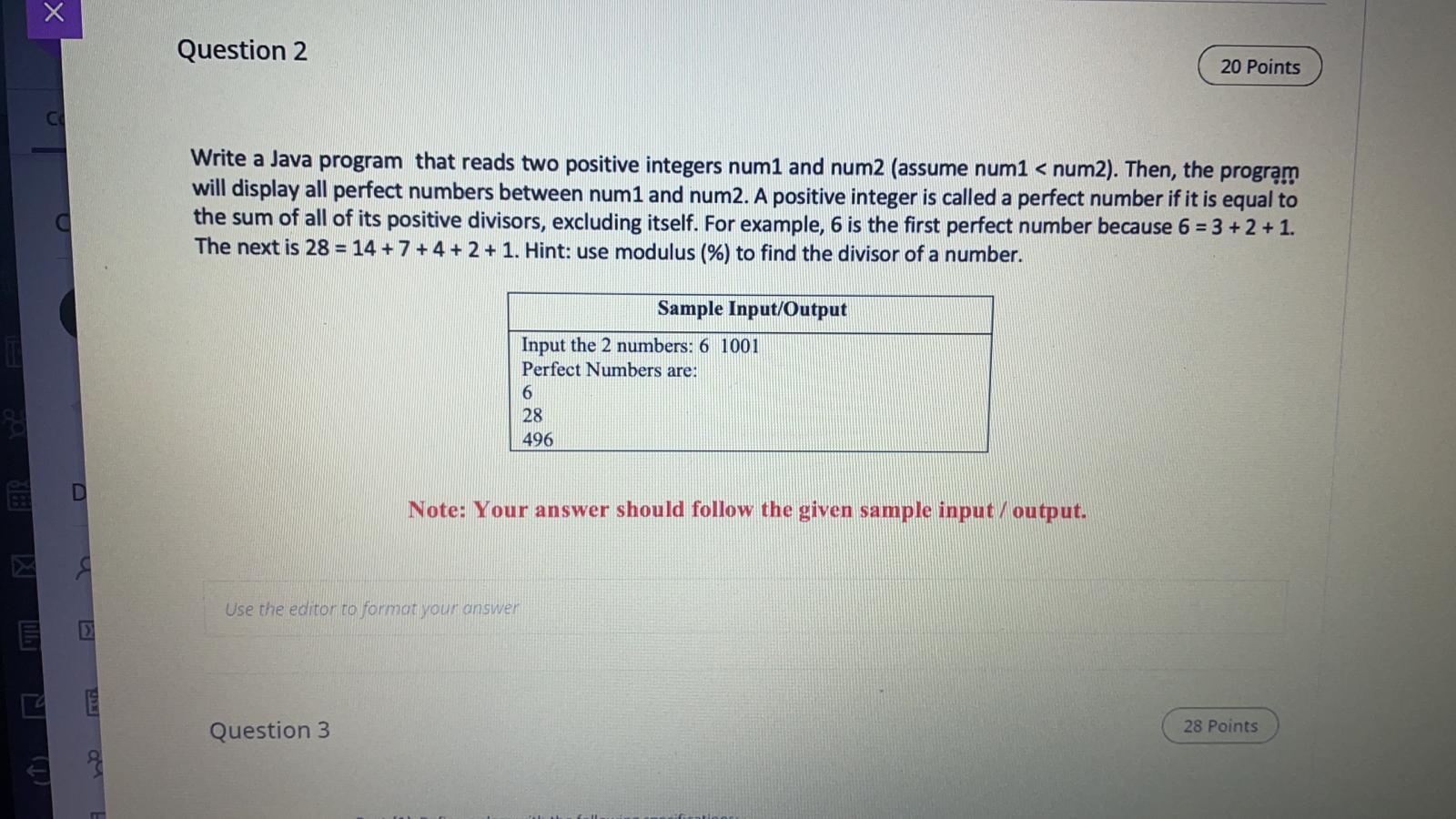  Question 2 20 Points Write a Java program that reads two