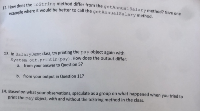time: Add the toString method to the Salary class (inside the last