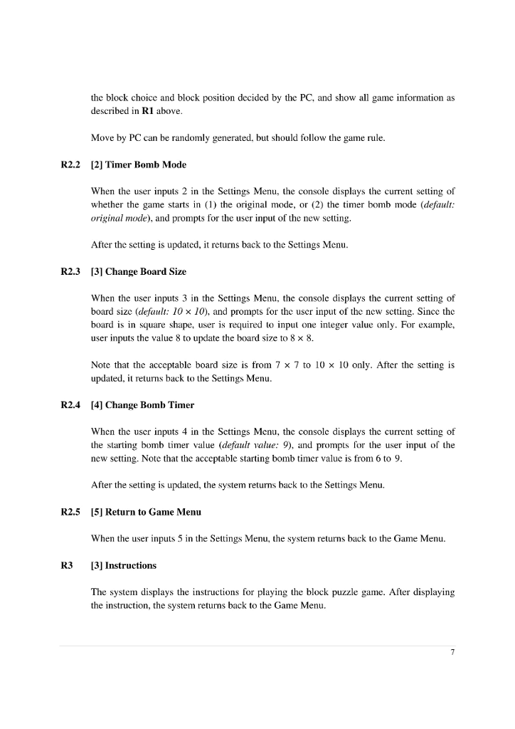 The requirements are listed below Svstem Requirements R0 When the program starts,