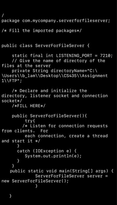 server program. The server makes a collection of files available for transmission