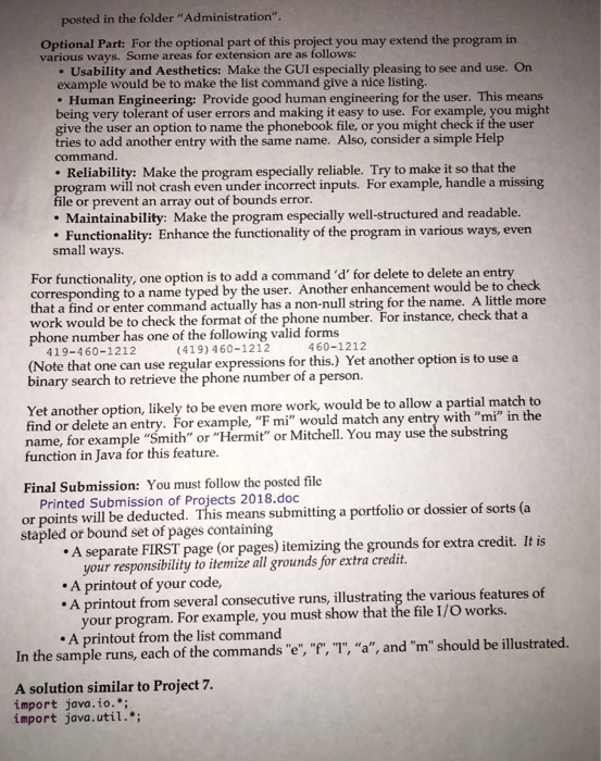 application of Project 7. A solution to this project is given at