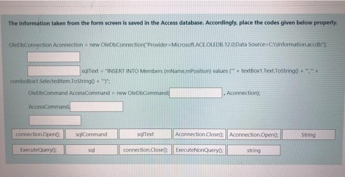  c sharp .. c# The information taken from the form screen