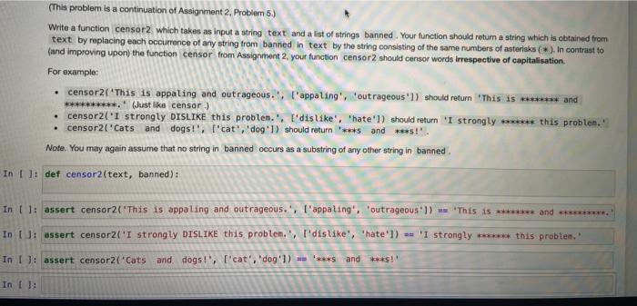  (This problem is a continuation of Assignment 2. Problem 5.) Write