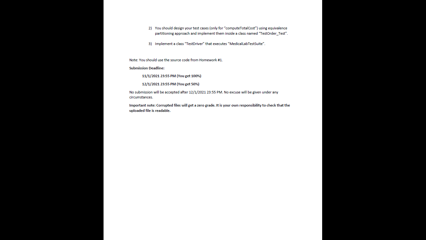 First 2012 / 2021 Homework 3: Integration testing Consider the modified online