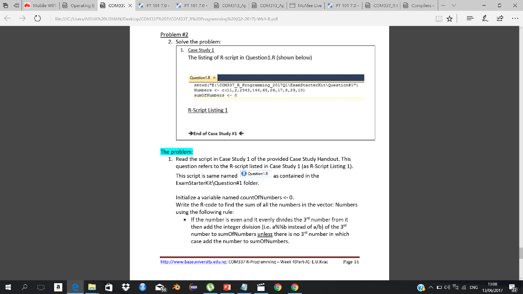  programming language is R using R studio w Mobile wiri I