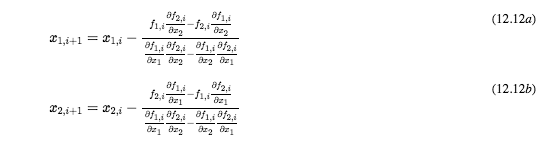 steps. Solve the following simultaneous equations using the Newton-Raphson's method with guesses