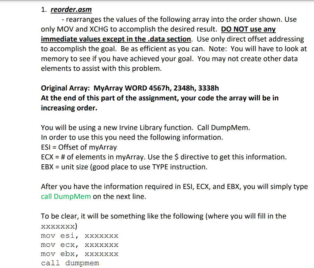 ASSEMBLY LANGUAGE HELP!!! Please help create these two programs:) Please Read the