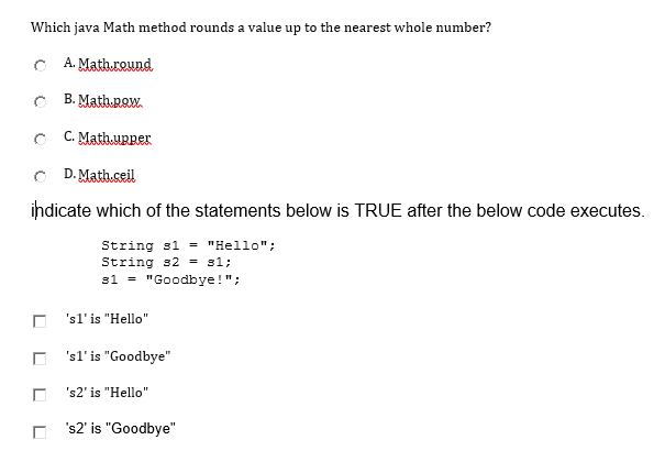  Which java Math method rounds a value up to the nearest