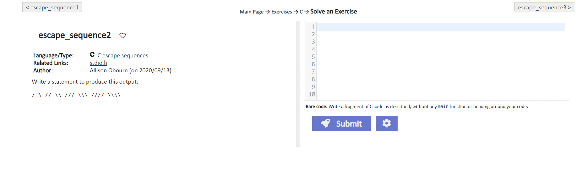 I need help with this question. Main Page Exercises Solve an Exercise