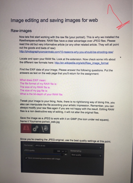  Media assignment Image editing and saving for web I have been
