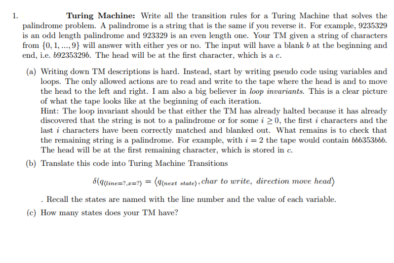  Turing Machine: Write all the transition rules for a Turing Machine