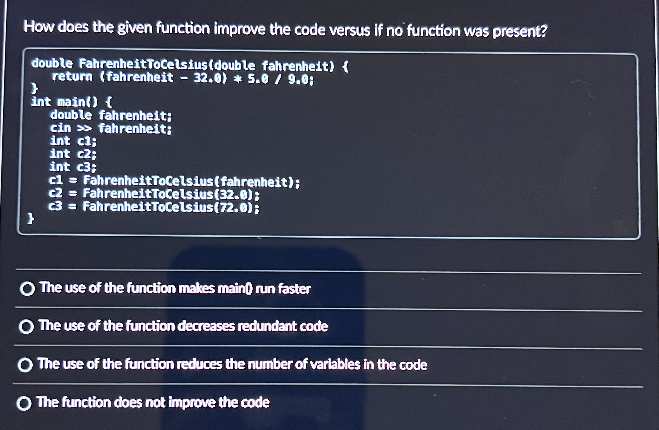  How does the given function improve the code versus if no