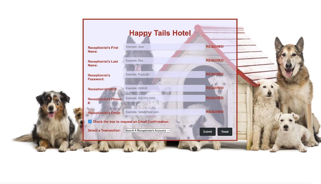 login page (using HTML and CSS) for a receptionist at a local