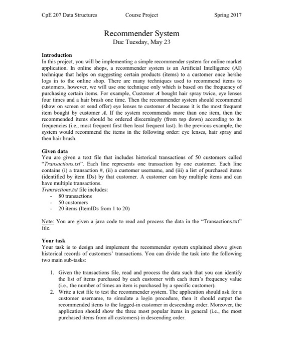  help me to solve small project Spring 2017 CpE 207 Data