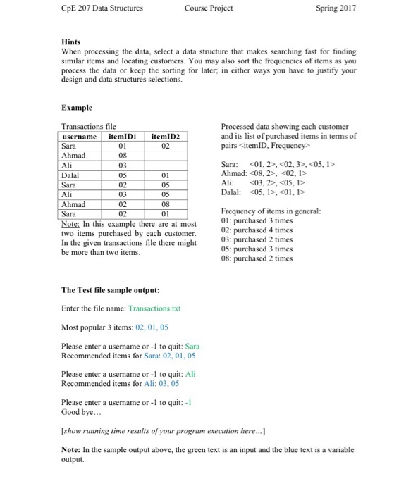 Structures Course Project Recommender System Due Tuesday, May 23 Introduction In this