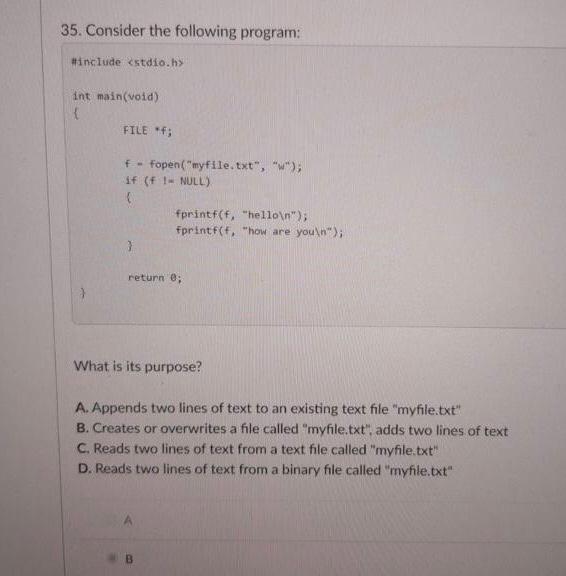  Which is the correct for C language coding 35. Consider the