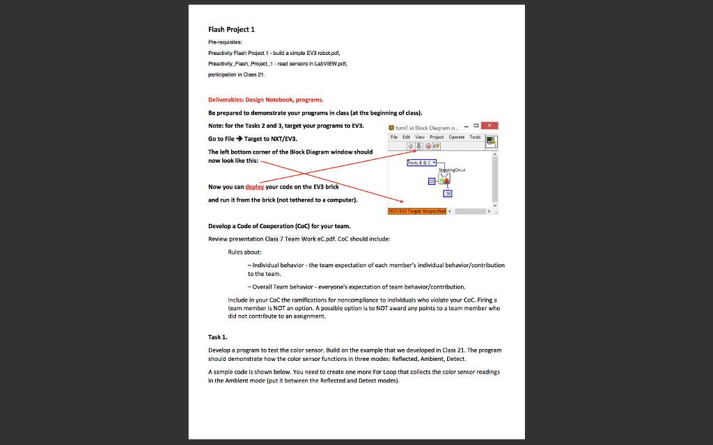 Task 1. Develop a program to test the color sensor. Build on