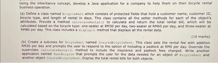 Java Using the inheritance concept, develop a Java application for a company